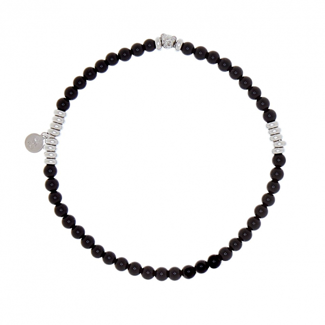 Bear elastic brace armband black Silver 21 cm