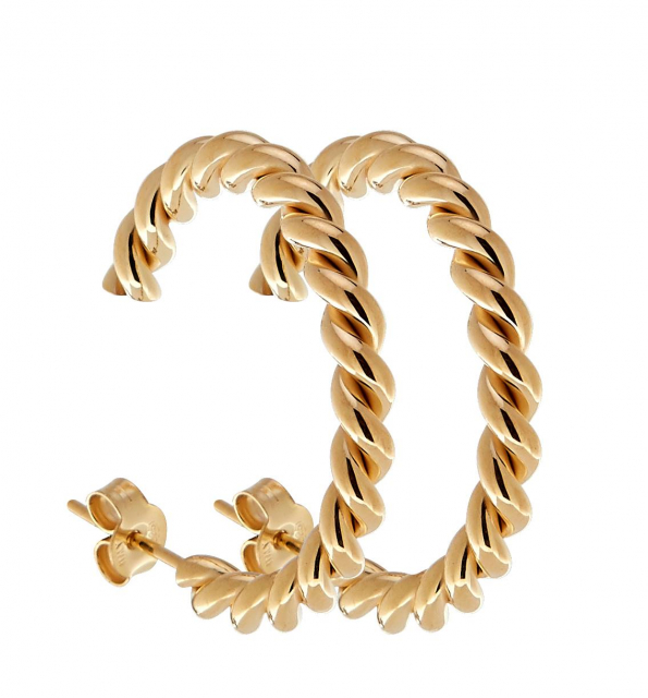 Two twinned hoop örhänge - Guld