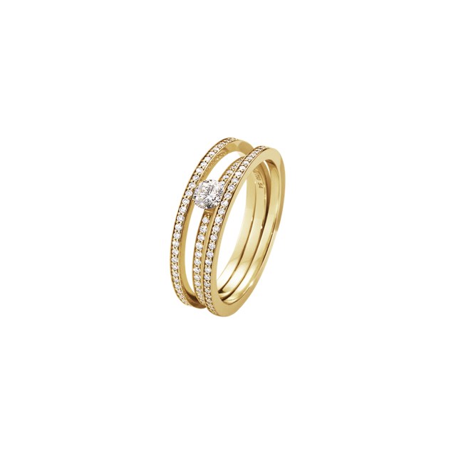 HALO SOLITAIRE Ring FULL PAVE 0.77 ct Guld