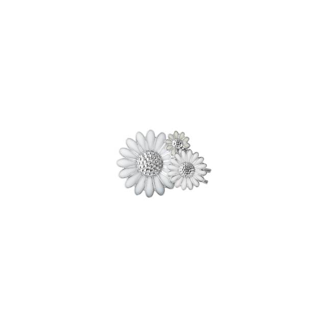 DAISY HAIR CLIP SILVER WHITE ENAMEL