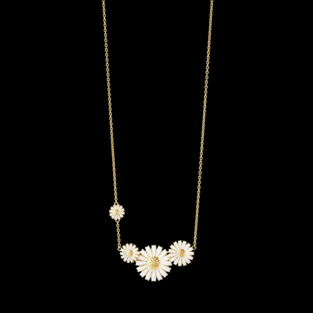 DAISY Hängsmycke Silver guldpläterad WHITE ENAMEL