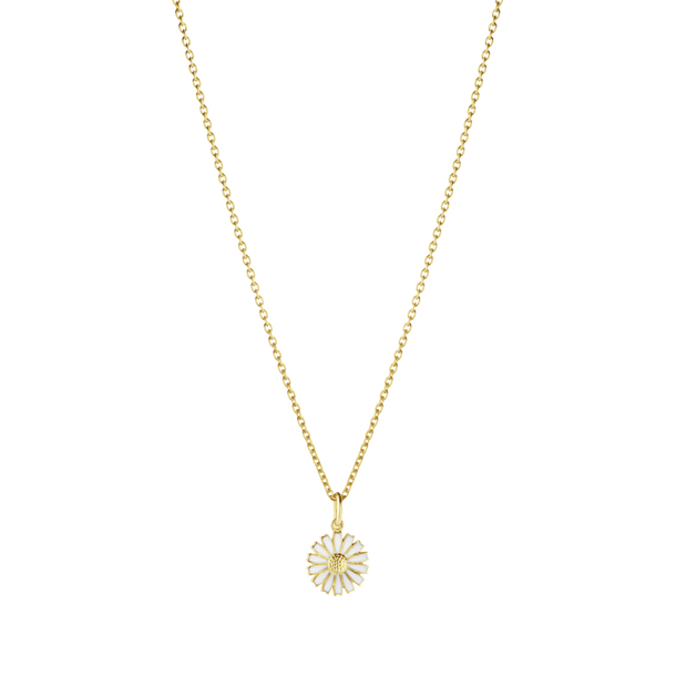 DAISY Hängsmycke Silver guldpläterad WHITE ENAMEL 11 MM