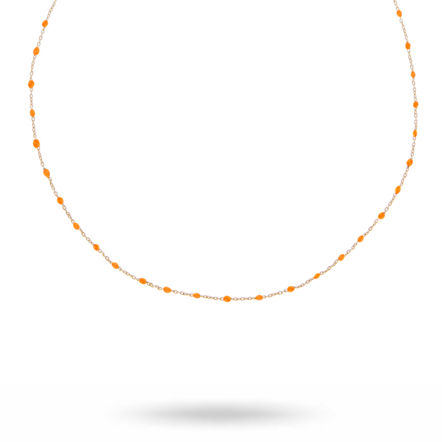 Beaded Halsband Silver Orange 40-45 cm