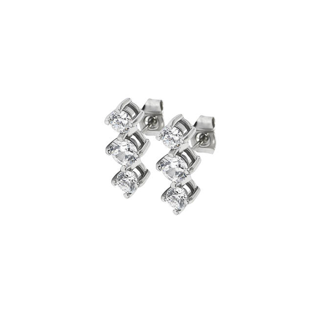 IDA Tripple örhänge Stål/Kristall