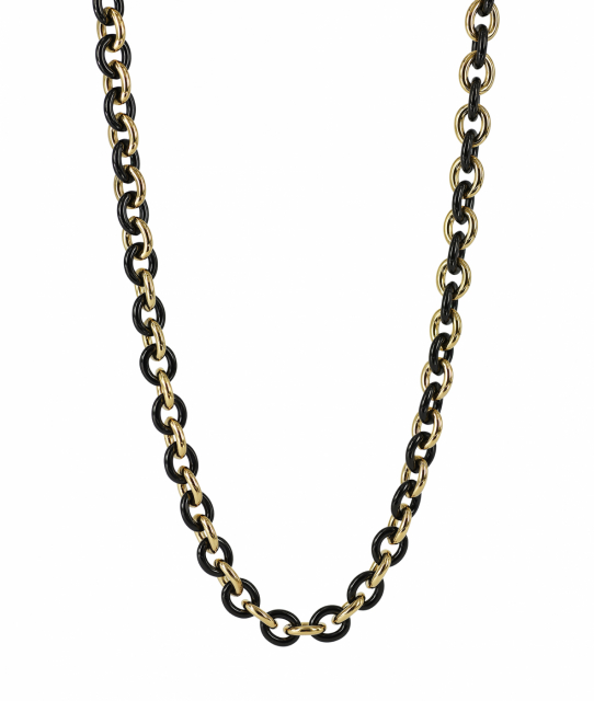 RUBY Small Long Halsband Svart/Guld