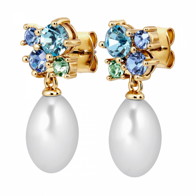 PETUN SG AQUA / WHITE PEARL Örhängen Guld