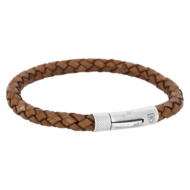 Silver/läderarmband brunt