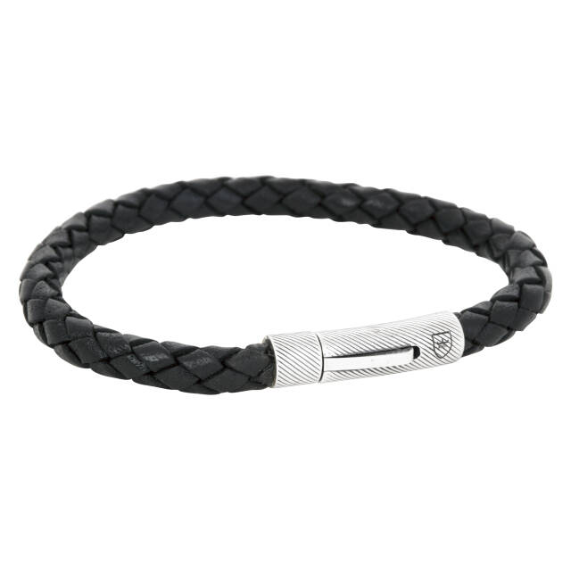 Silver/läderarmband svart