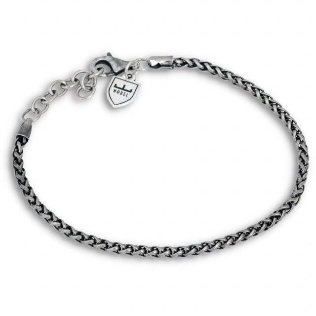 Silverarmband Oxiderat flätat 19,5+3cm