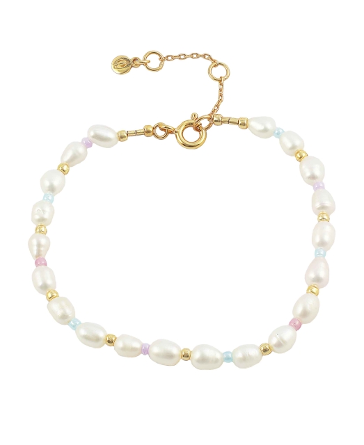 Pastel pearl armband (Guld)