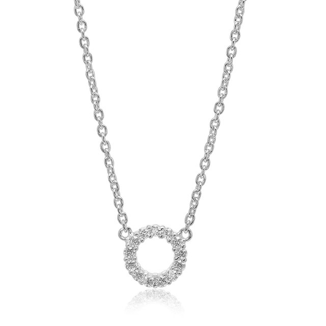 BIELLA PICCOLO halsband vita Zirkoner (silver) 45 cm