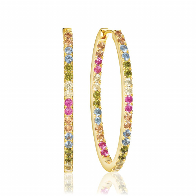 Ellisse Medio - 18k guldpläterade, med multifärgade zirkoner Örhänge