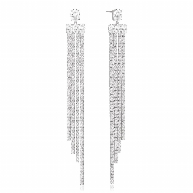 Ellisse Lungo Grande - med vita zirkoner Örhänge