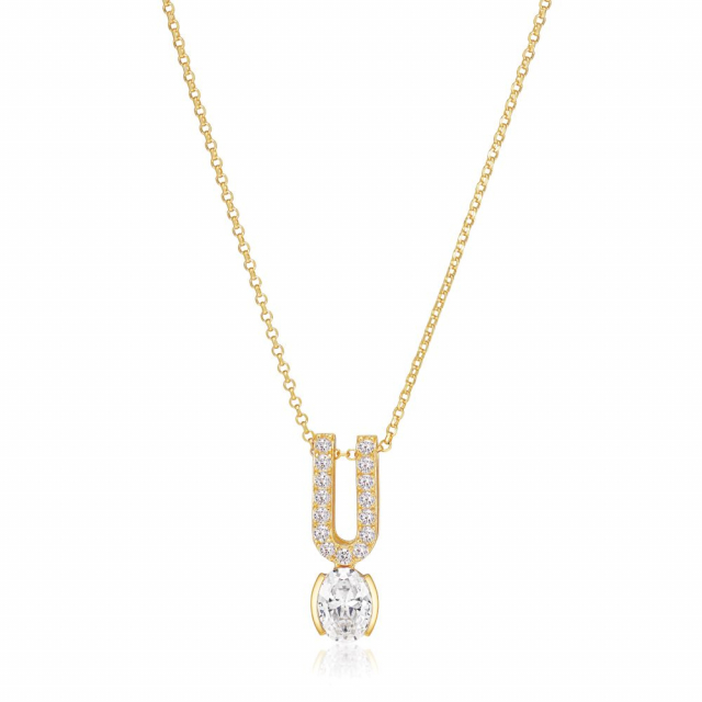 Ellisse Carezza ino - 18k guldpläterad, med vita zirkoner Halsband