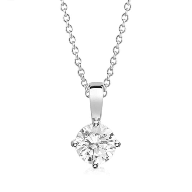 PRINCESS ROUND halsband vita Zirkoner (silver) 45 cm