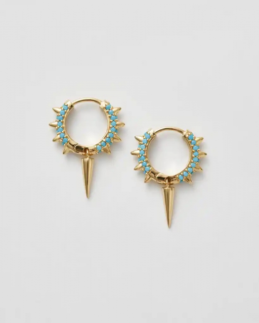 Maria Signuature Hoop Turkos Guld