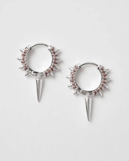 Maria Signuature Hoop Brun Silver