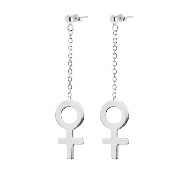 Women Unite long örhänge silver