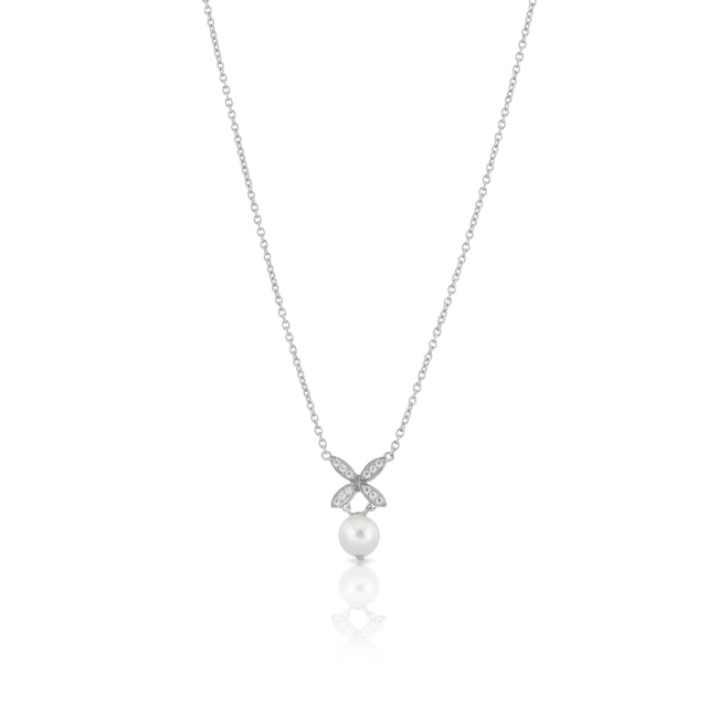 Ellipse mini pearl Halsband Silver