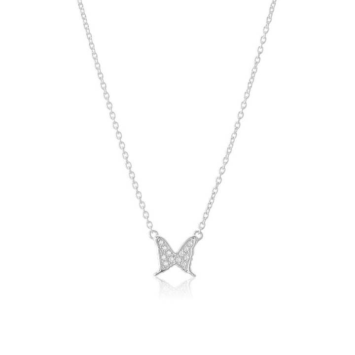 Petite papillion sparkling Halsband Silver i gruppen Halsband / Silverhalsband hos SCANDINAVIAN JEWELRY DESIGN (s316CG)