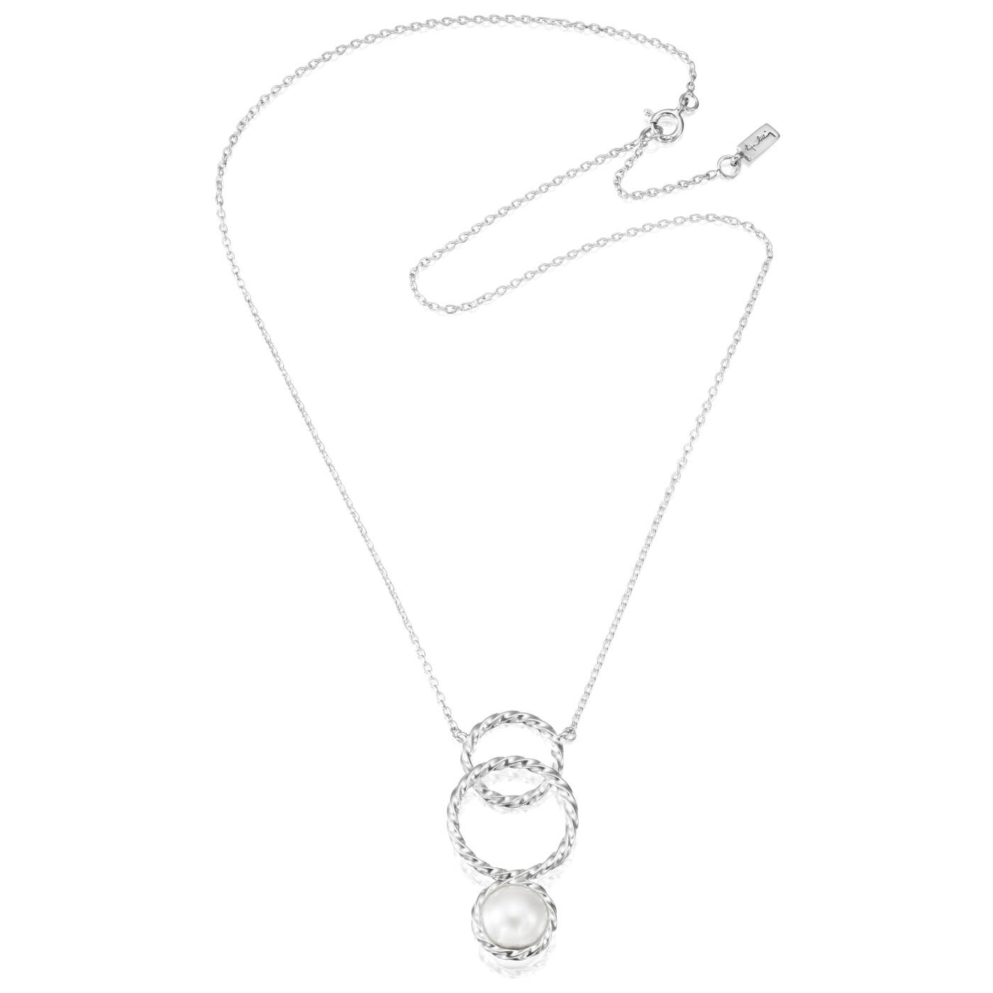 Twisted Orbit - Pearl Halsband Silver