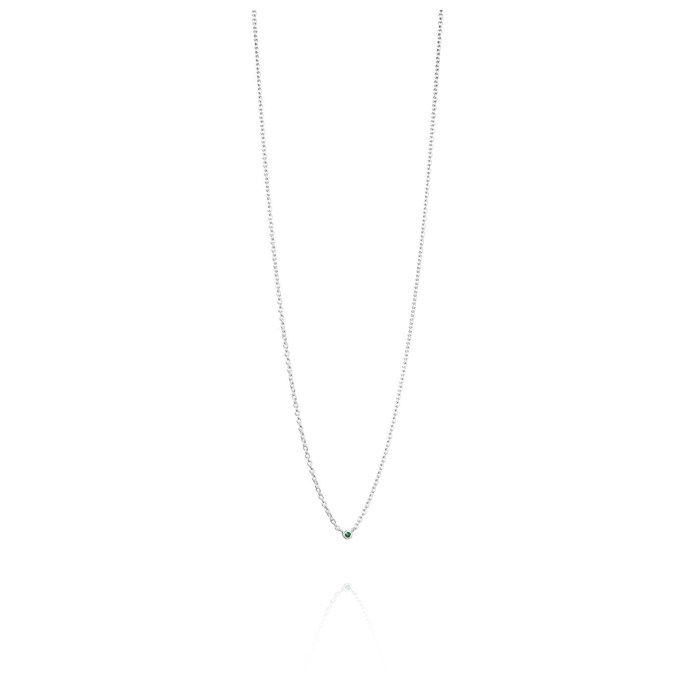 Micro Blink - Green Emerald Halsband Silver 40-45 cm