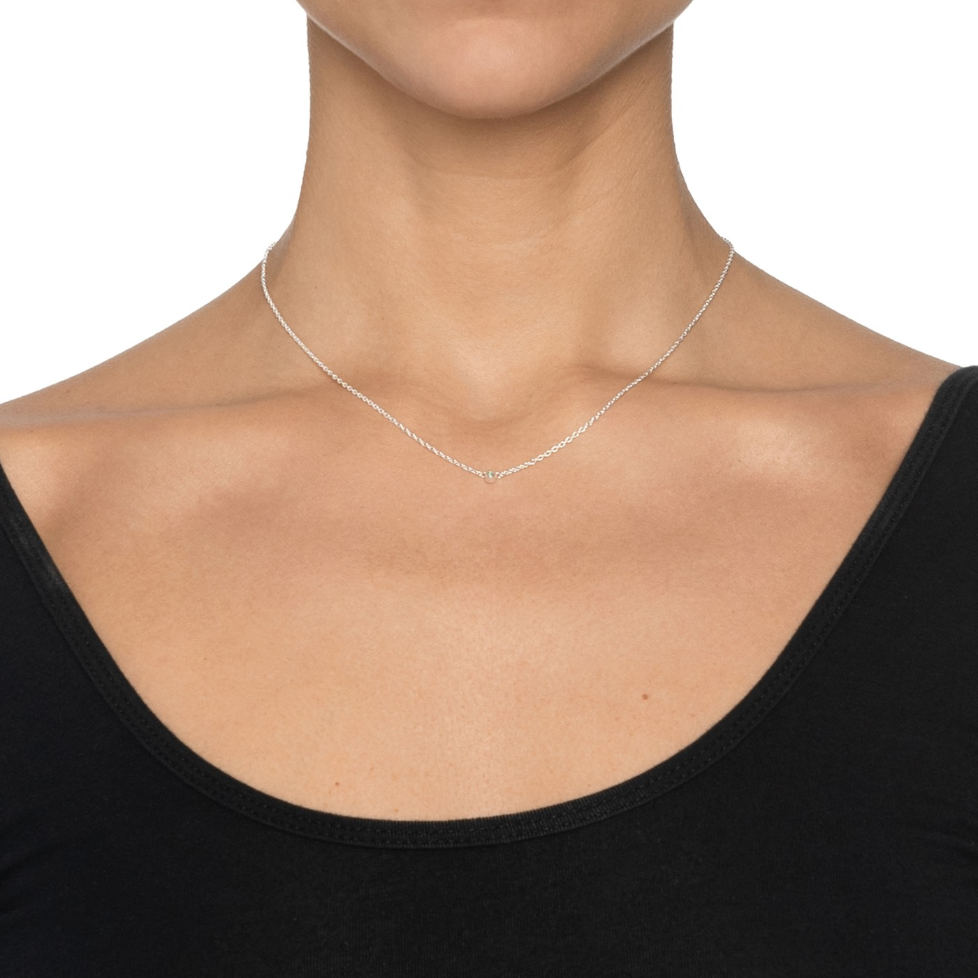 Micro Blink - Green Emerald Halsband Silver 40-45 cm