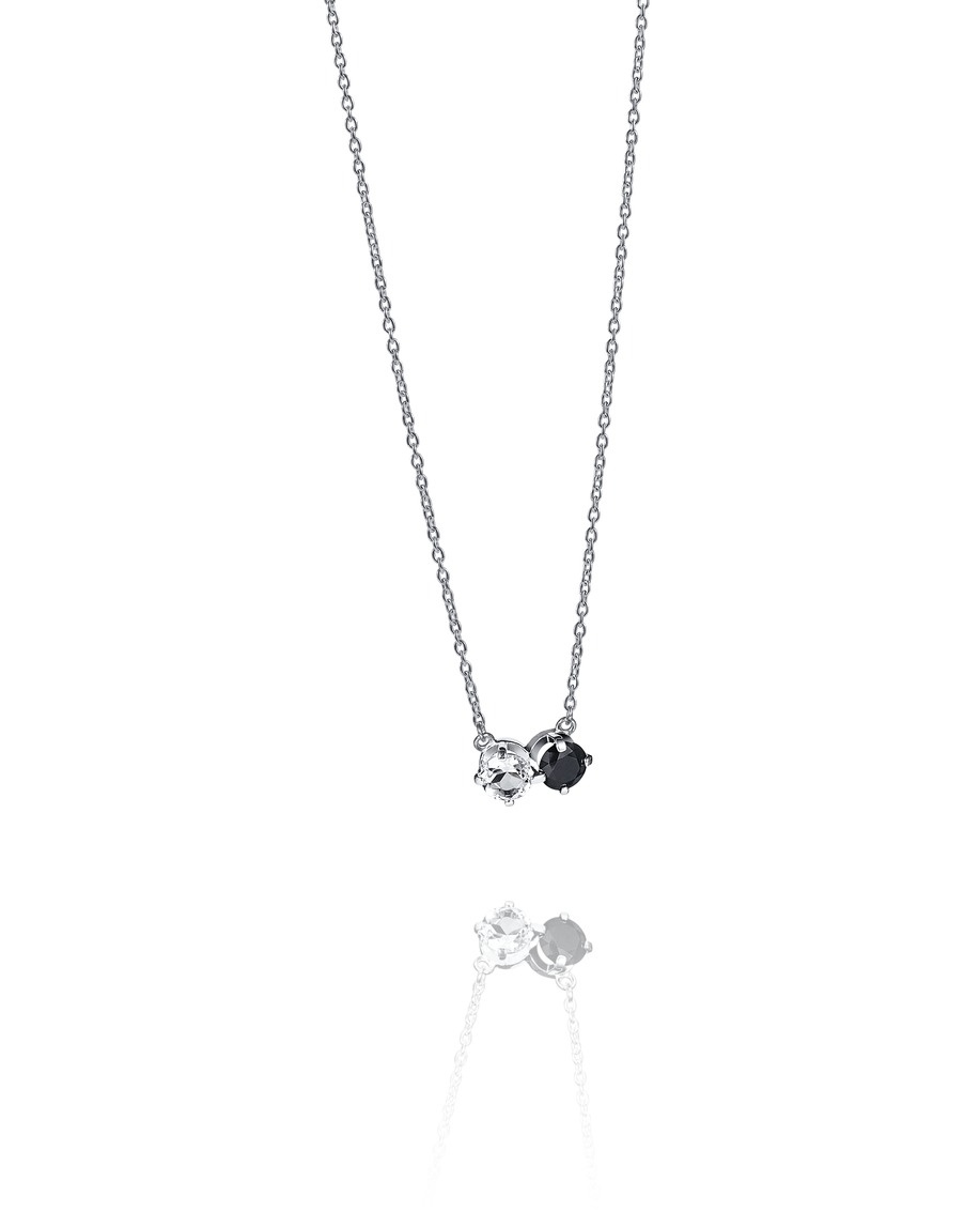 The Storm & I Halsband Silver Crystal Q./Onyx 40-45 cm