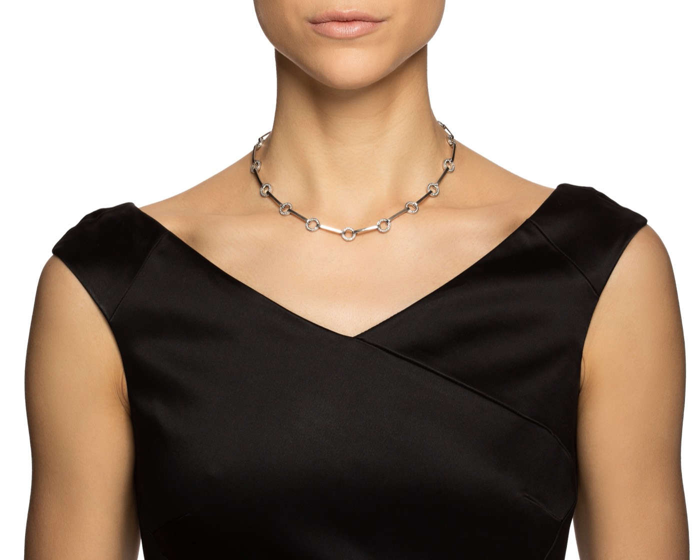 Ring Chain & Stars Halsband Vitguld