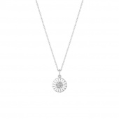 DAISY Hängsmycke Silver RH WHITE ENAMEL 11 MM Diamant 0.05 ct 45 cm