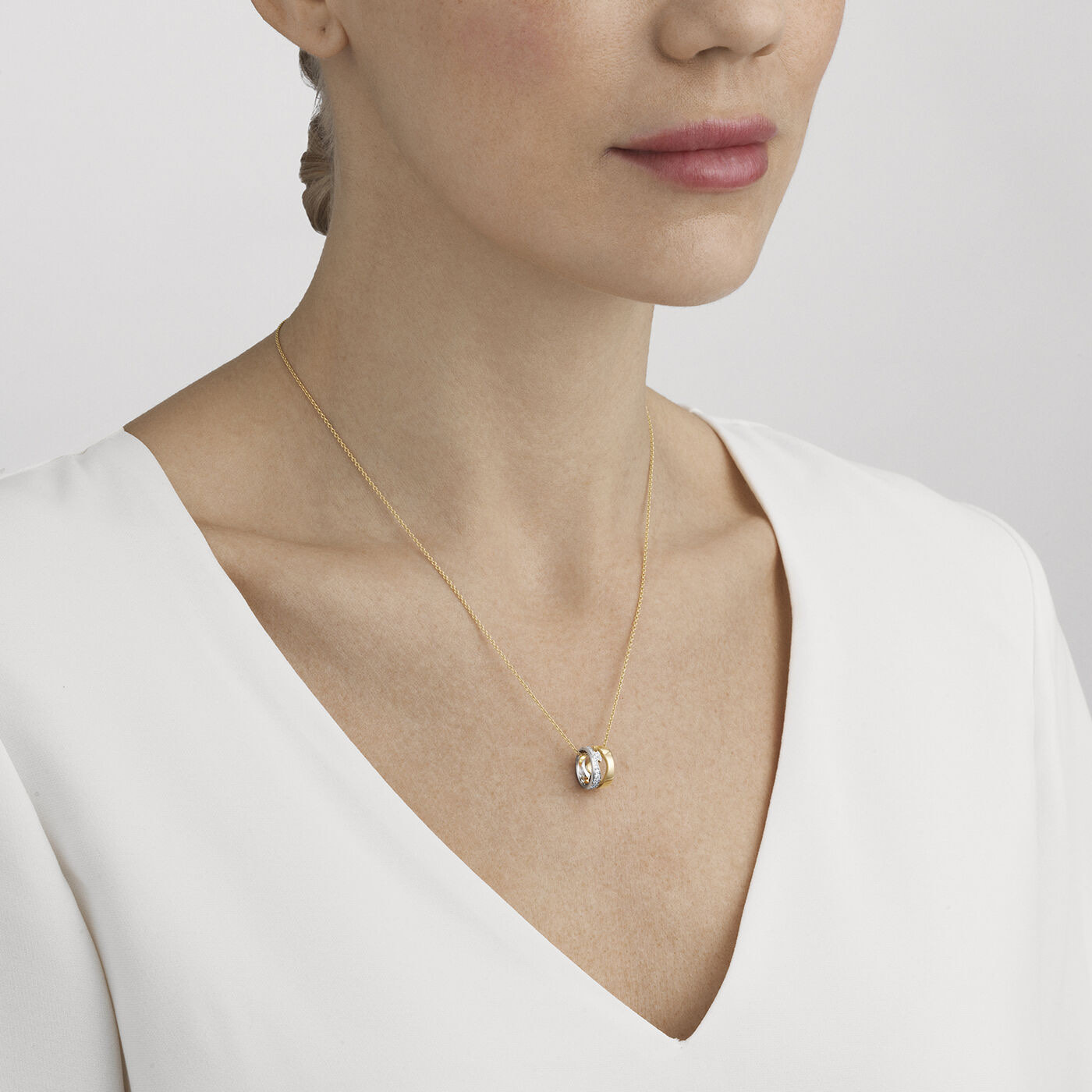 FUSION OPEN Hängsmycke Guld Vitguld PAVÉ 0.22 CT