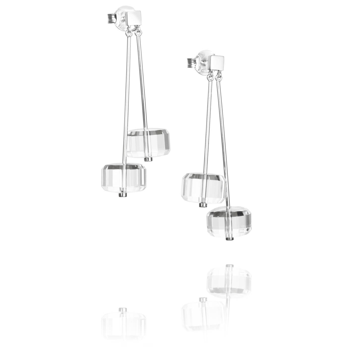 Crystal Disc Örhänge Silver