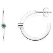 Micro Blink Hoops - Green Emerald Örhänge Silver