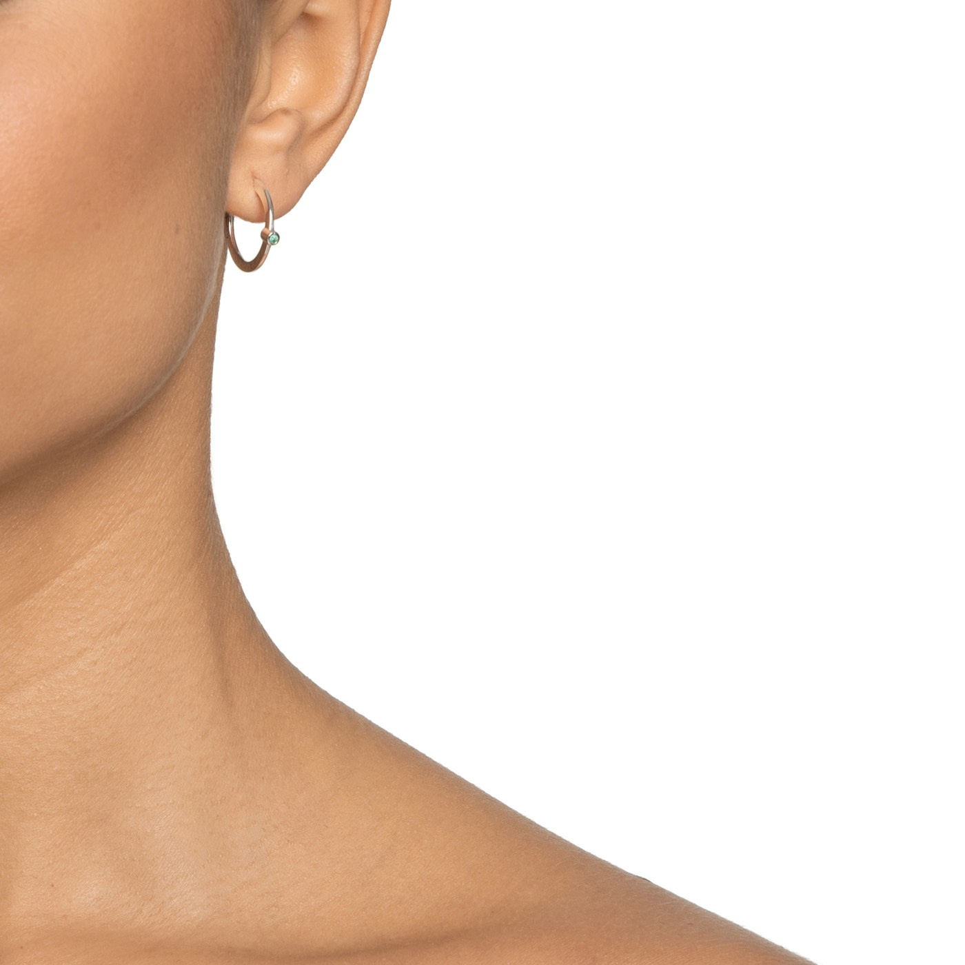 Micro Blink Hoops - Green Emerald Örhänge Silver