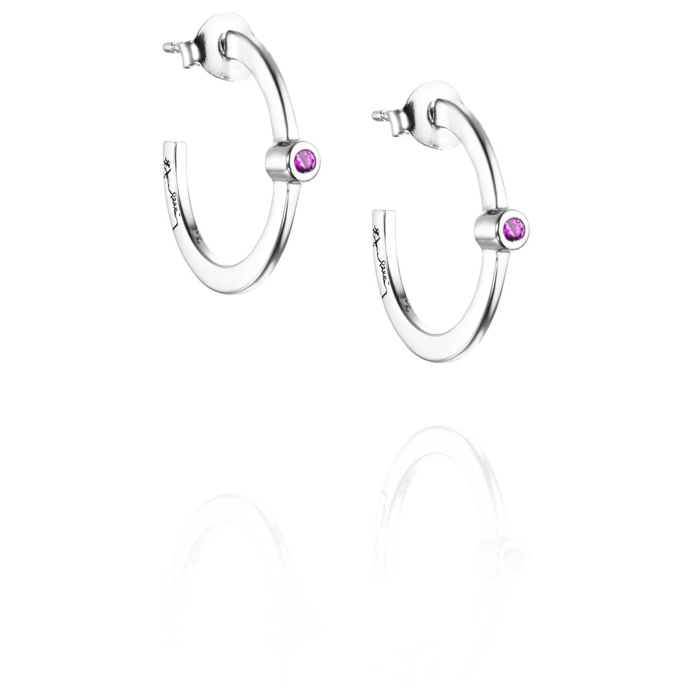 Micro Blink Hoops - Pink Sapphire Örhänge Silver
