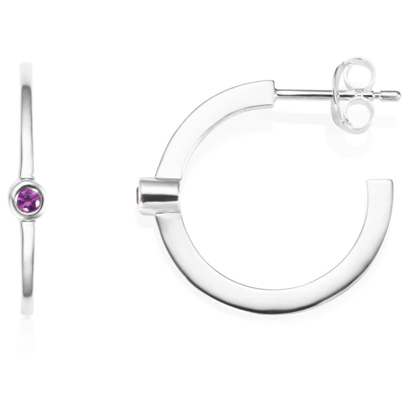 Micro Blink Hoops - Pink Sapphire Örhänge Silver