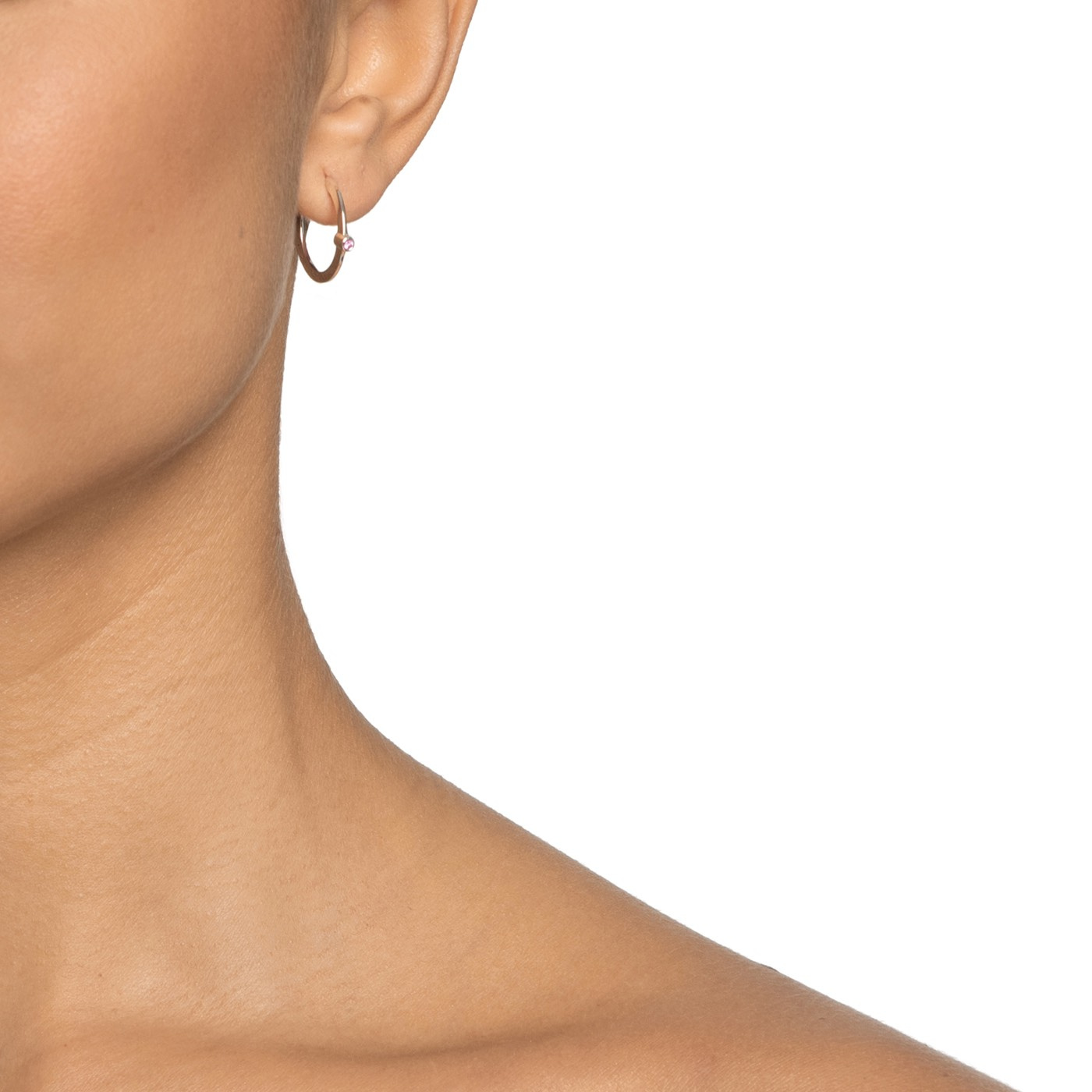 Micro Blink Hoops - Pink Sapphire Örhänge Silver