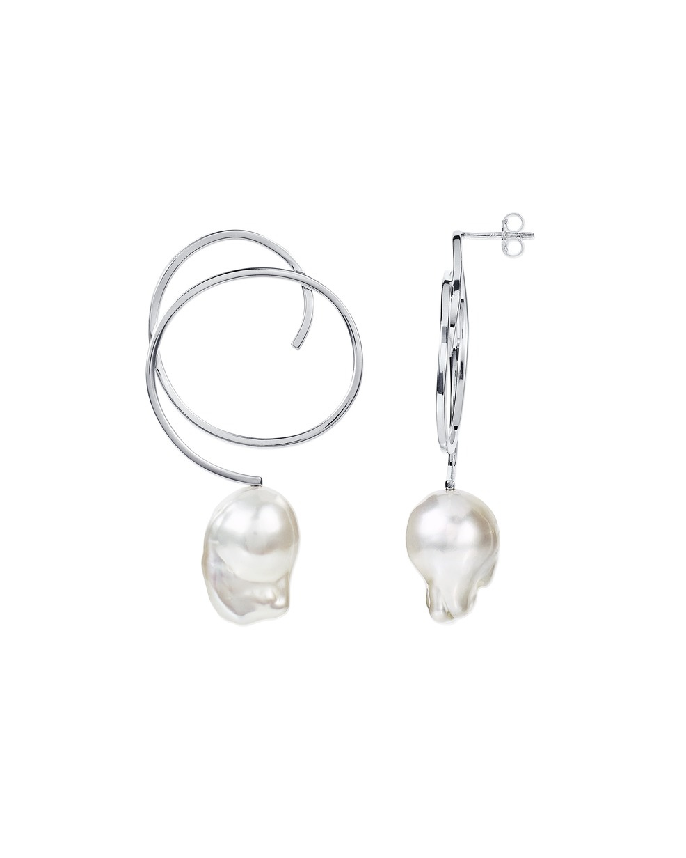 Curly Pearly Örhänge Silver