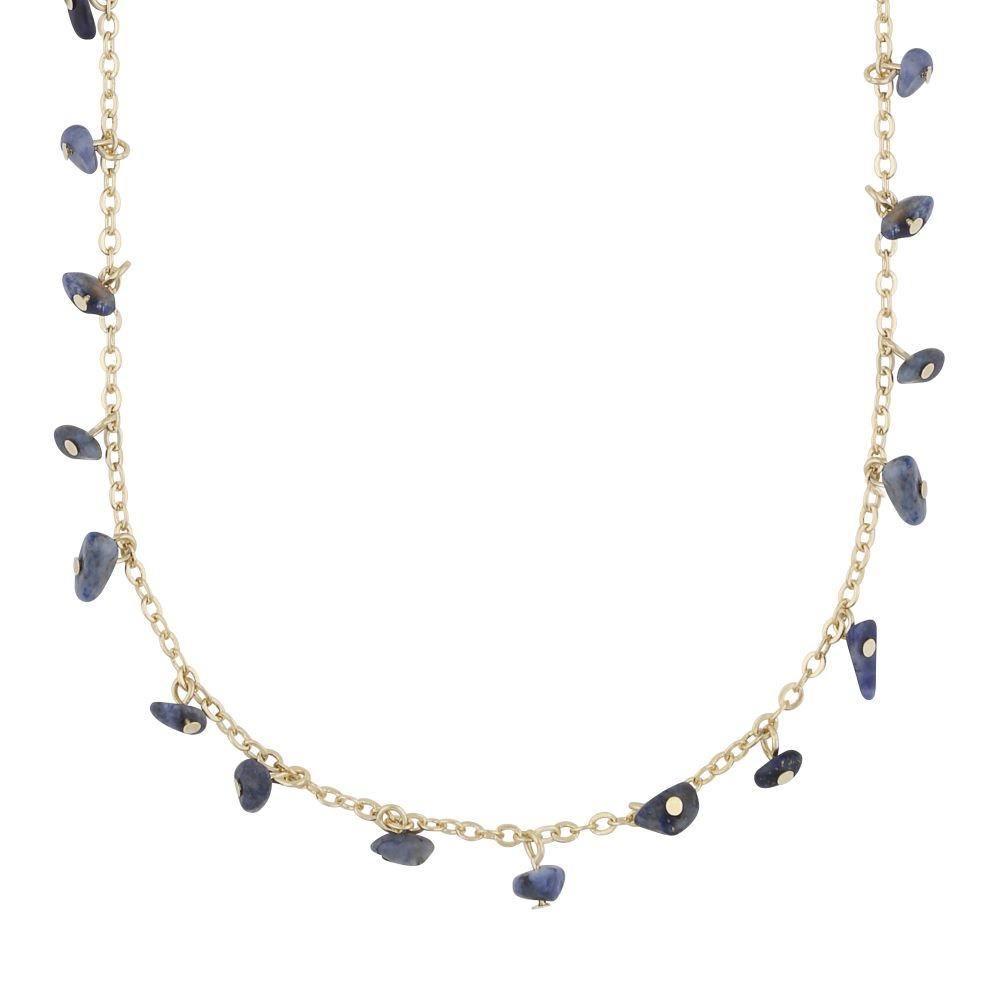 Capri stone charm neck gold blue 45 cm