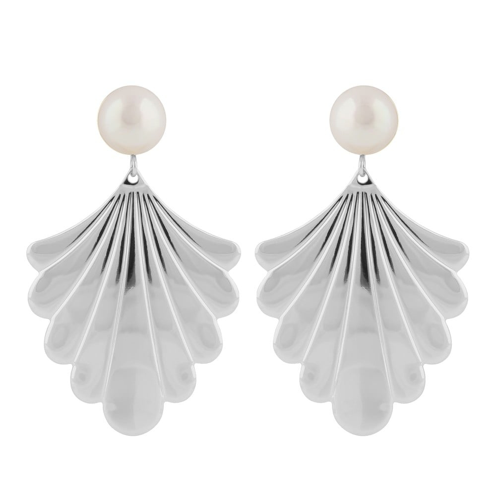 Lydia big pearl ear silver