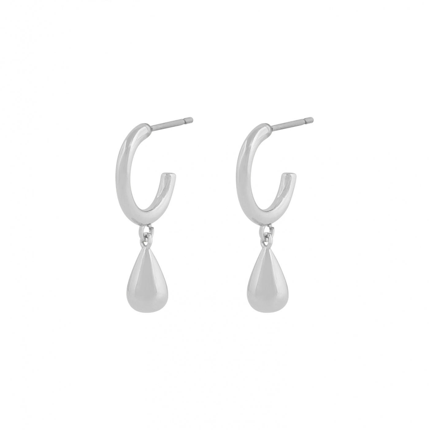 Gina oval pendant ear Silver