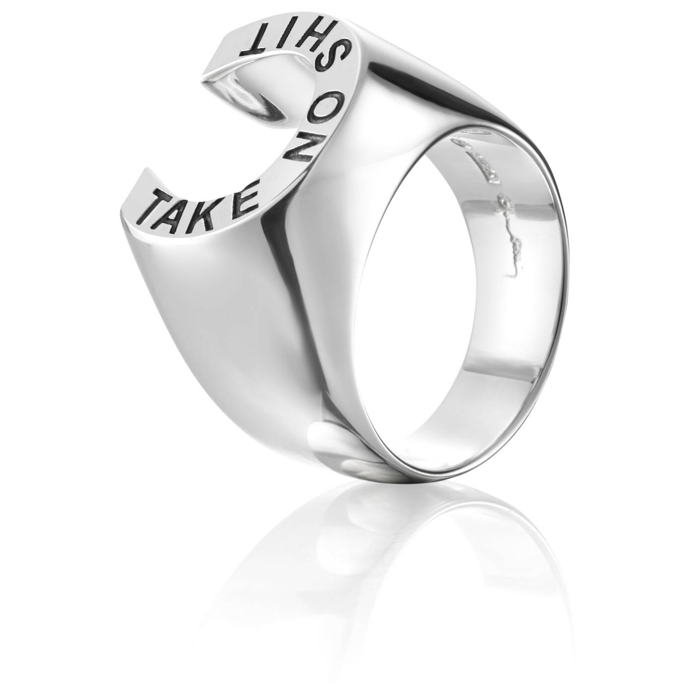 Take No Shit Ring Silver