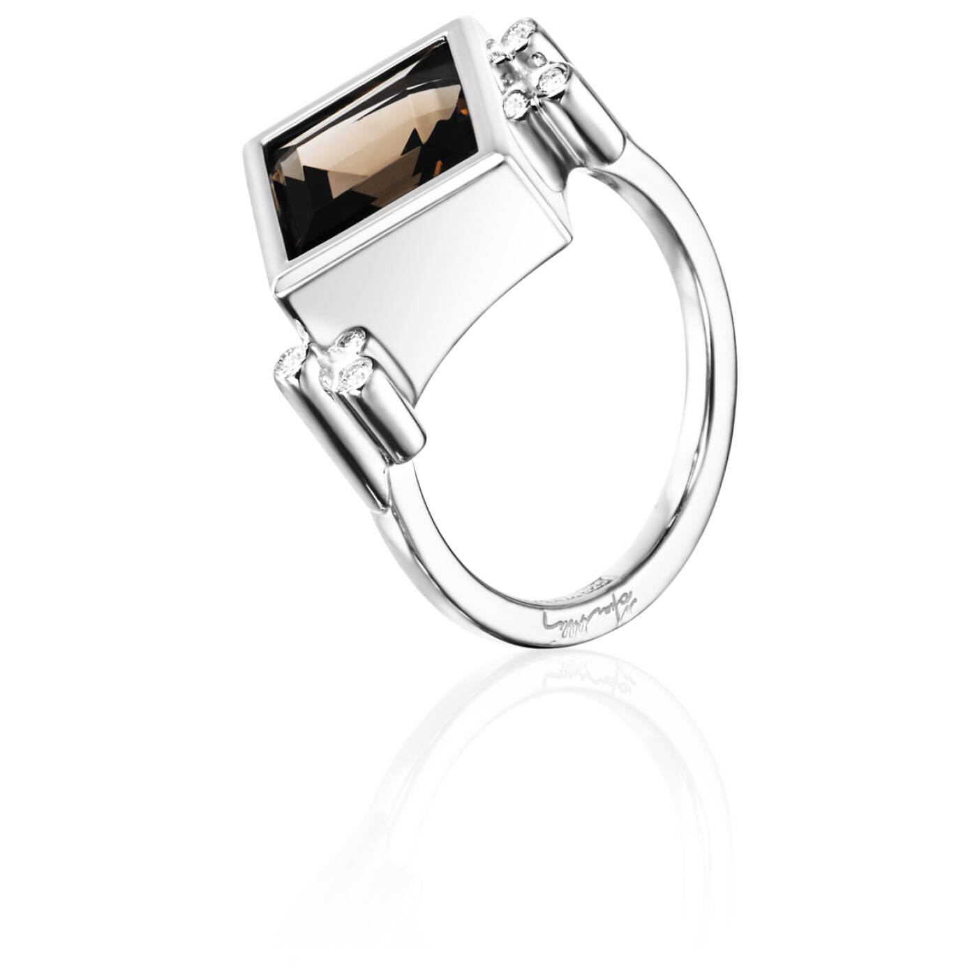 Shiny Memory - Smokey Quartz Ring Silver