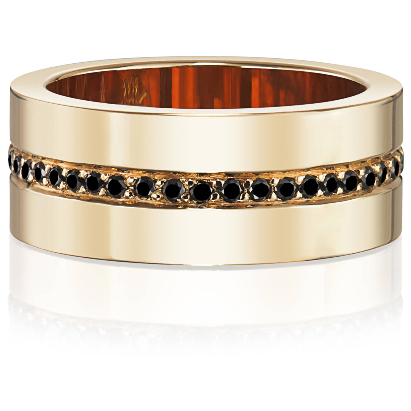 Wide & Black Stars Ring Guld