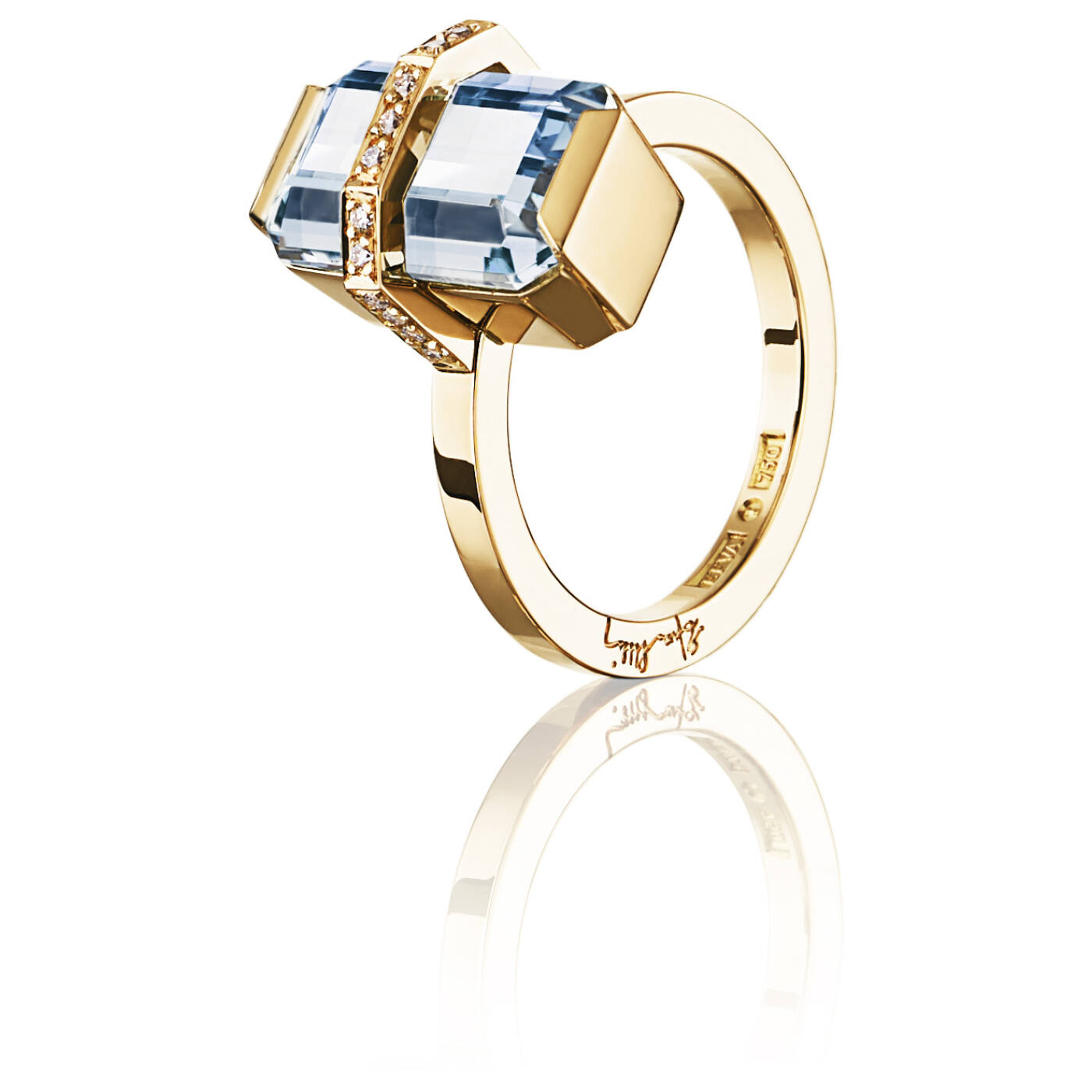 Little Bend Over - Aquamarine Ring Guld