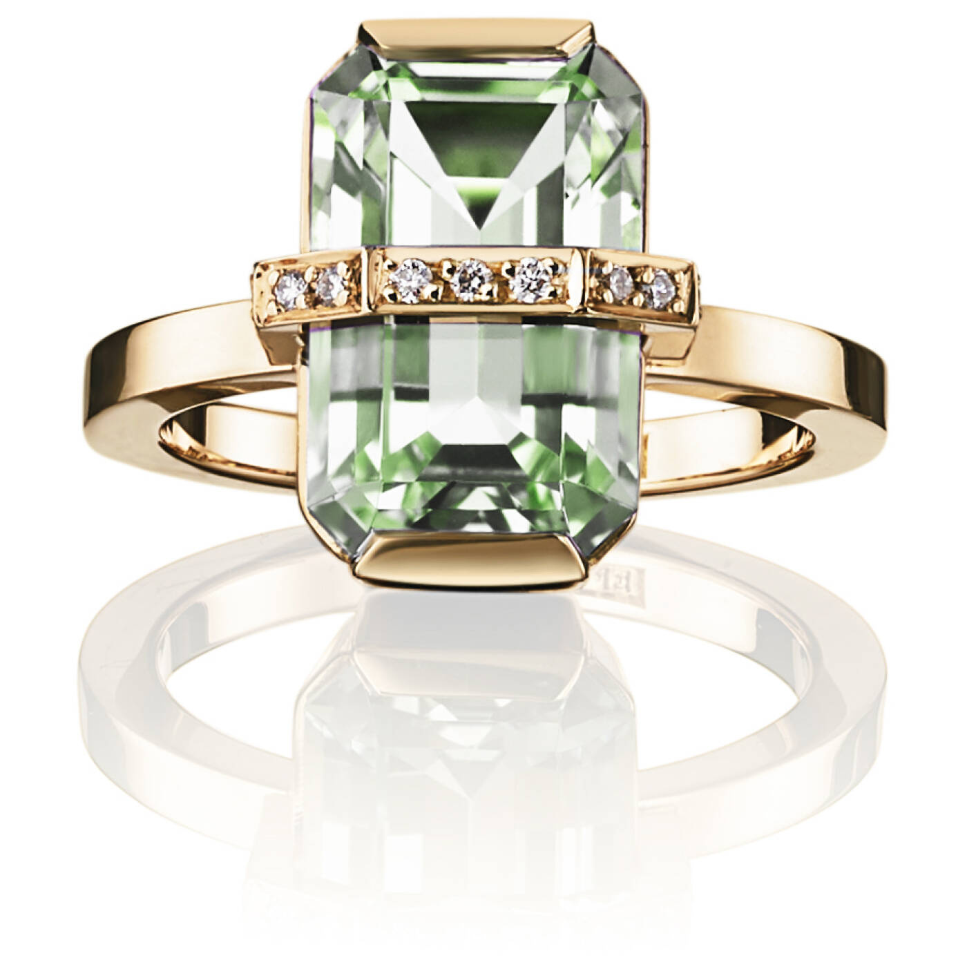 Little Bend Over - Green Quartz Ring Guld