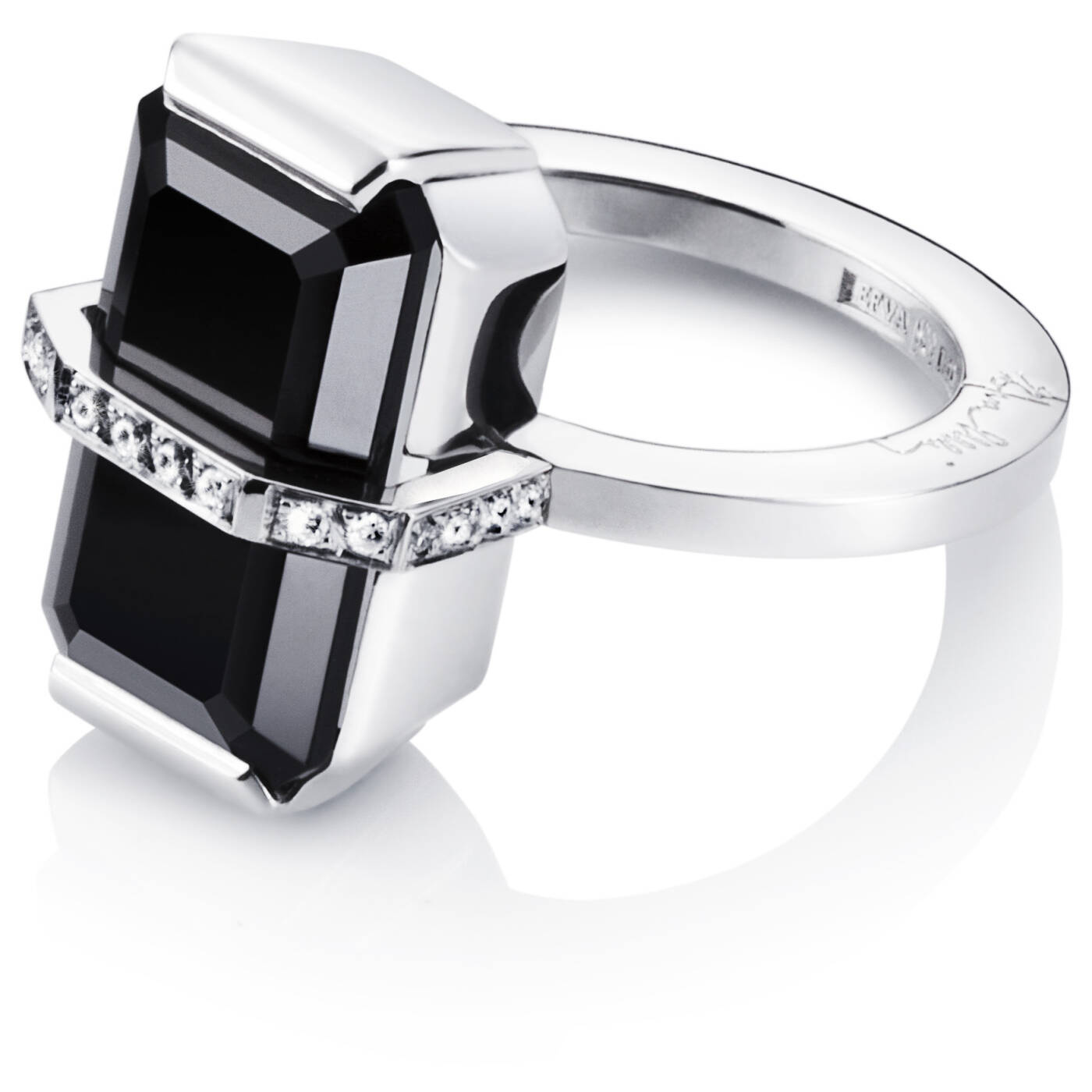 Bend Over - Onyx Ring Vitguld