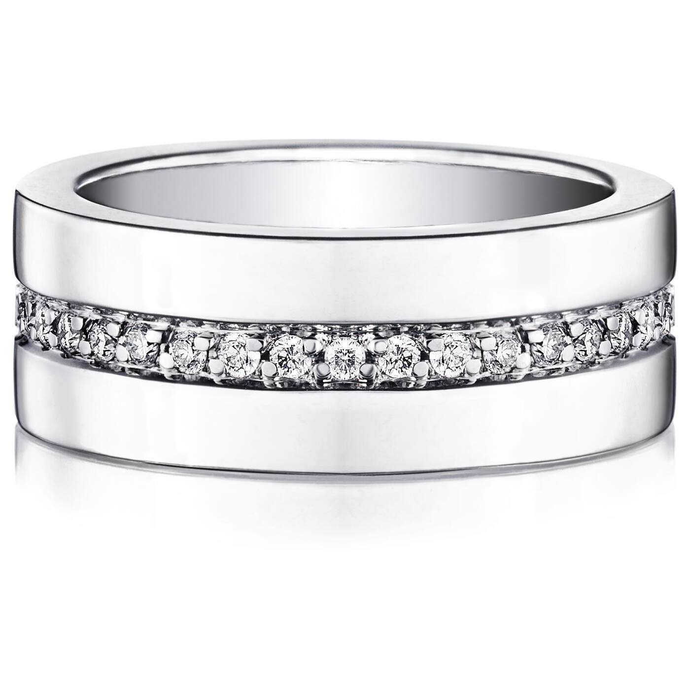 Wide & Stars Ring Vitguld