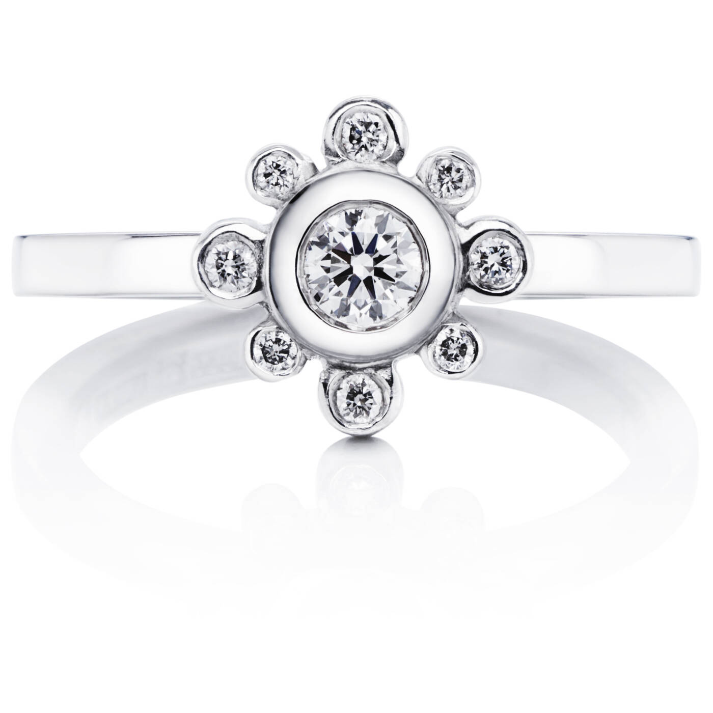 Sweet Hearts Crown 0.19 ct diamant Ring Vitguld