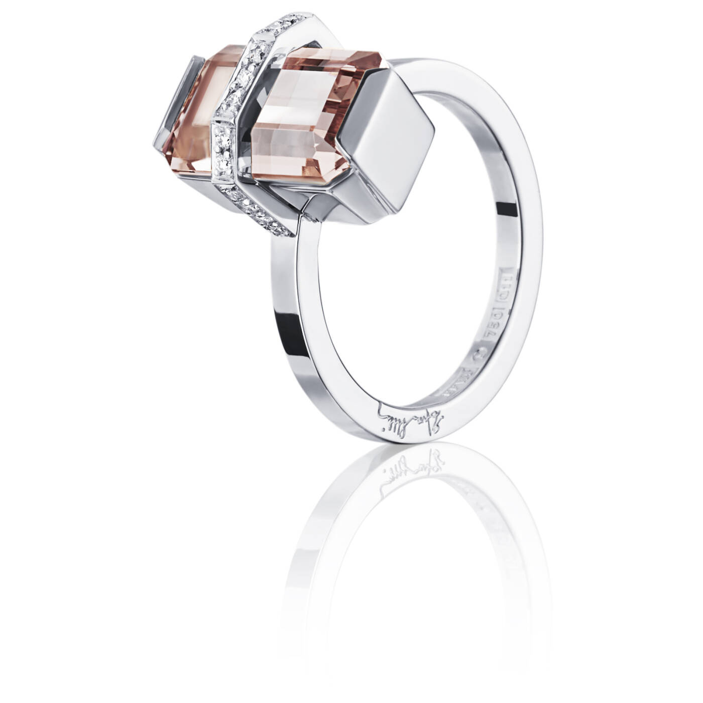 Little Bend Over - Morganite Ring Vitguld
